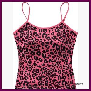 Polyester Blend Leopard Print Slim Fit Camisole Tank Top